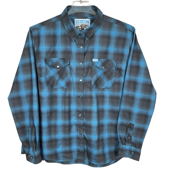 Dixxon Pacifica Flannel Shirt Women's 2XL XXL Blue Plaid Pearl Snap Western NWOT - Picture 1 of 13